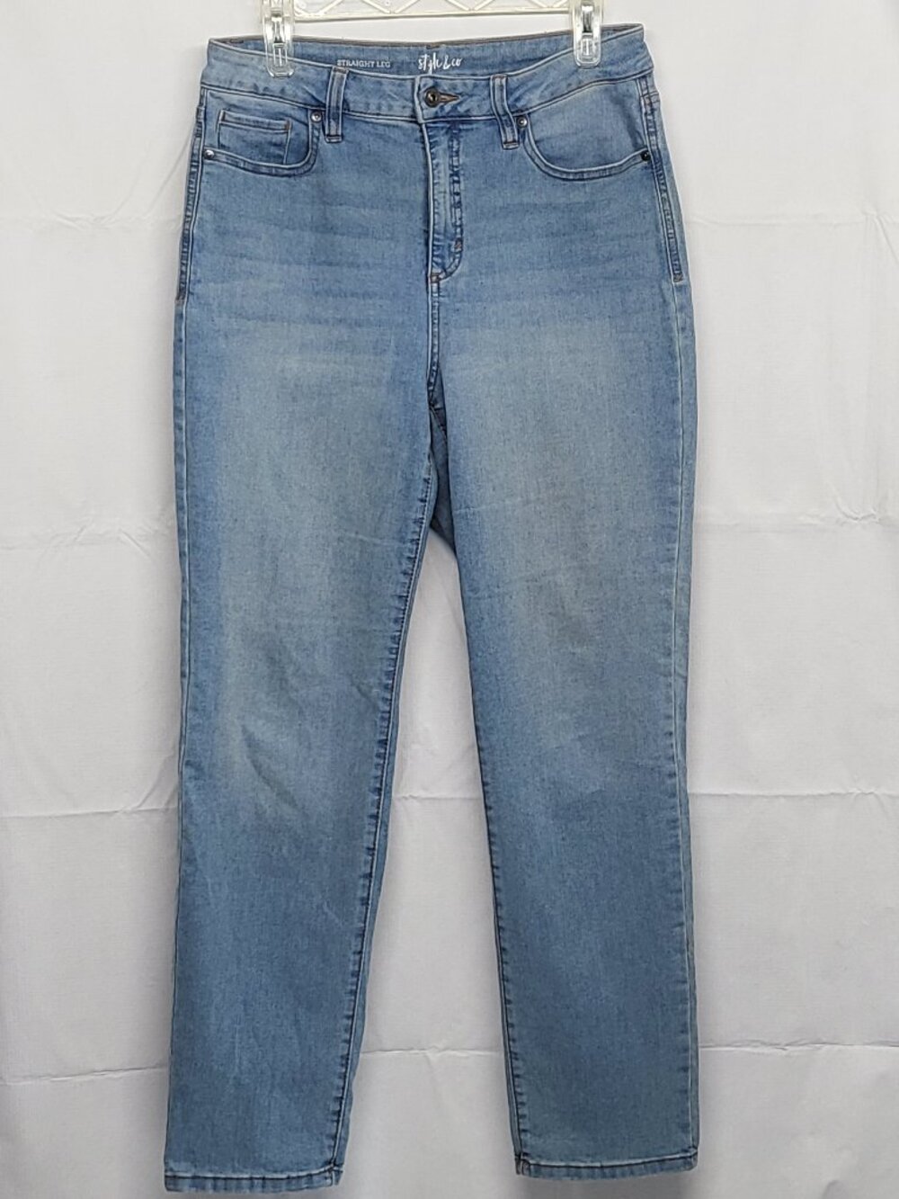 Style & Co Womens Jeans Size 10 Straight Leg High Rise Stretch Blue Denim Jeans